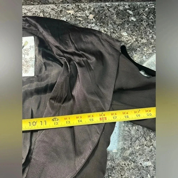 Anthropologie Tabitha Blazer Jacket Black Silk Draped Collar Size 4 S Small - Picture 5 of 8